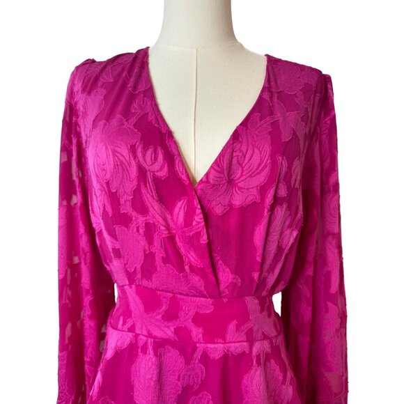 NWT Band Of The Free Large Fuchsia Pink Textured Long Sleeve Mini Dress - Picture 5 of 16